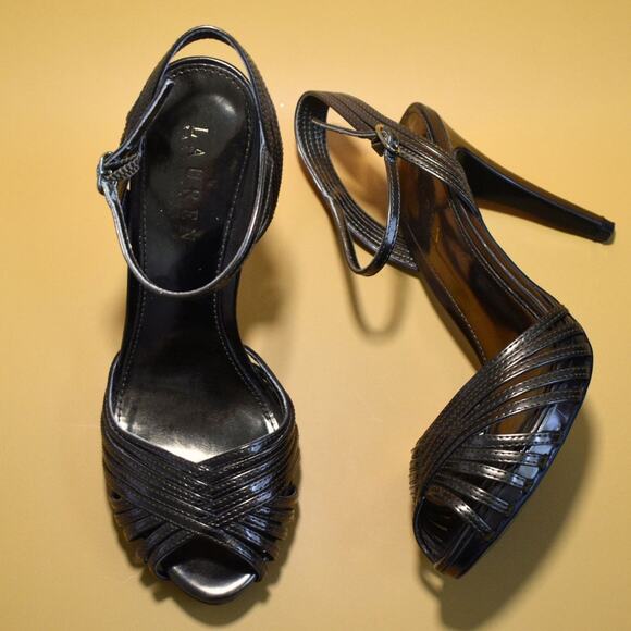 RALPH LAUREN Women's T Strap Sling Back Heels Size 6.5 - Picture 2 of 6